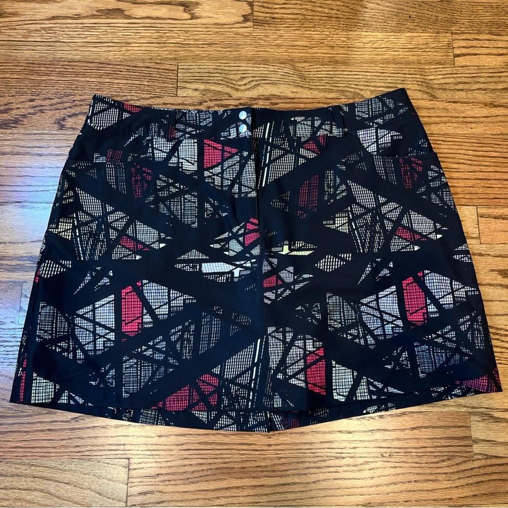 Slazenger Skort Womens Size 14 Black Geometric Golf Active Sports Pockets